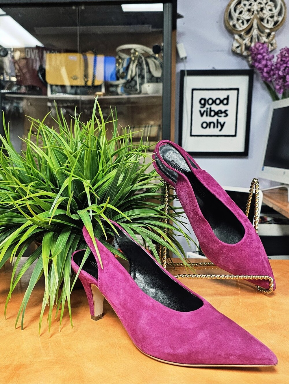 Rebecca MINKOFF  Fuchsia Suede Slingback Pumps - Elegant Pointed Toe